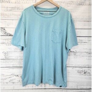 Faherty Men Shirt XL Blue Sunwashed Pocket Tee Short Sleeve Organic Cotton